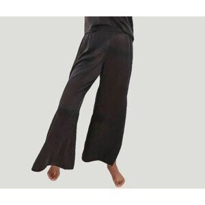 Lunya Womens Washable Silk Pants Pull On High Rise Side Slit Immersed Black XS
